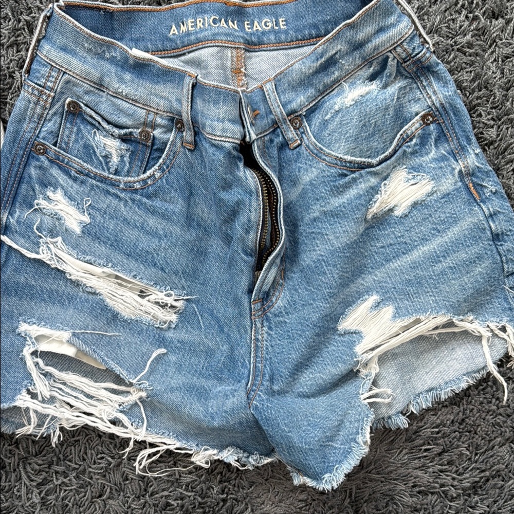 American Eagle Outfitters Blue Jean Shorts Distressed Style